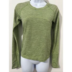 Lululemon Swiftly Tech Long Sleeve Shirt  size 6 Lime Green Stripe A0843